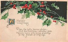 Vintage Postcard 1924 A Merry Christmas When The Holy Berries Glisten Greetings picture