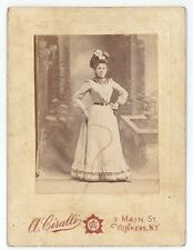 Antique c1890s Cabinet Card Beautiful Woman in Stunning Dress & Hat Yonkers, NY picture