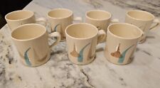 Set Of 7 Pompeii Tea Cups Red Wing Pottery MCM Brown Blue  picture