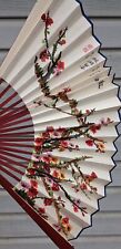 Vtg/Est- 1980s Japan Souvenir 2-sided Hand Paint Paper Floral Fan Decor; 12