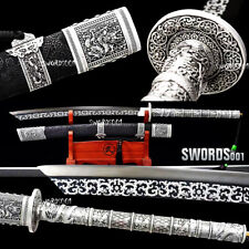 Black Silvery Long Handle Sword Chinese Emperor Broadsword Dragon fittings picture