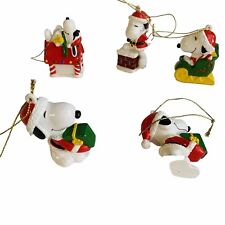 Lot of 5 Veg Peanuts Snoopy Woodstock Christmas Ornaments PVC Figurines picture