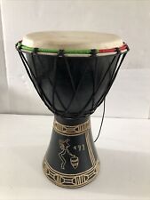 African Djembe Hand Drum 14”Wooden Tribal Drum Hand Carved Great Condition picture