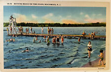 c1940's View Of Bathing Beach Beachwood New Jersey NJ Vintage Postcard picture