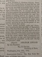 Civil War Newspapers-LINCOLN PROCLAMATION- 500,000 MORE TROOPS, HORACE GREELEY  picture
