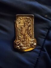 Antq JUDD Cast Iron Art Deco Smoking LADY paper letter clip #5277 brass plate picture