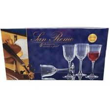 San Remo Set of 4 Italian Capri Lead Crystal Diamond Cut Wine Glasses Stemware picture