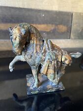 Vintage Toyo Japan Solid Metal War Horse Statue. picture