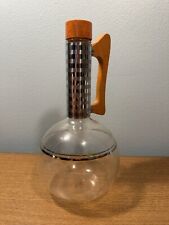 PYREX Weico 13” Carafe Decanter w/ Cork Stopper MCM Retro Round Glass Vintage picture