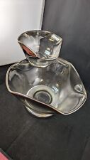 Vtg MCM DOROTHY THORPE Silver Fade Chip & Dip Bowl Glass Snack Set Queens picture