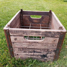 Vintage Mid-Century 1940 Sure Pure Wooden Milk Crate with Rack. Louisville, KY.. picture
