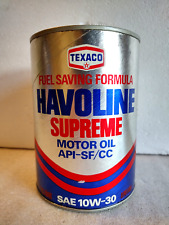 Vintage Texaco Havoline Supreme Full Oil Can 1 Quart White Plains New York picture