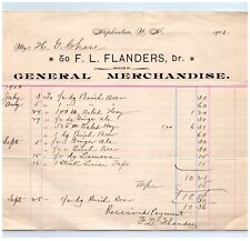 Hopkinton NH F.L. Flanders General Merchandise 1903 Letterhead Receipt H.G Chase picture