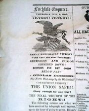 Historic Abe ABRAHAM LINCOLN 1st Presidential Election Victory 1860 Newspaper picture