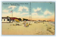 1950 Bathing at Pleasure Beach, Bridgeport CT Cancel Vintage Postcard picture