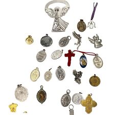 Vintage Catholic Religious Medals Charms Pendants Keychain Lot Mixed Metals picture
