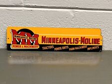 MM Minneapolis Moline Farm Equipment Thick Metal Sign Tractor Sales Service Gas picture
