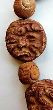 Pre Columbian Antiquities Clay Whorl Hand Carved Beads Antique Trading Mayan picture