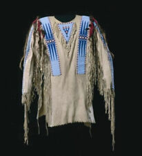 Old Style Native American Buffalo Beaded Fringes Powwow Regalia War Shirt  NLS66 picture