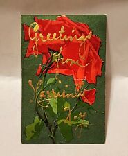 c1908 Vintage Greetings Postcard Poinsettias Embossed  Harrisville NY  picture