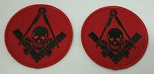 Freemason Masonic Red and Black with skull Iron on Patch Two Pack  picture