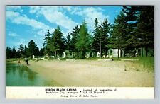Mackinaw City MI-Michigan Huron Beach Cabins Vintage Souvenir Postcard picture