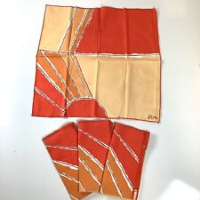 Vtg MCM 1970s VERA Neumann Set of 4 Orange Yellow Cloth Napkins 15” x 15” picture