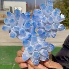 2.34LB New find sky blue phantom quartz crystal cluster mineral sample picture
