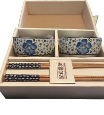 Harmony Brings Wealth 2 Beautiful Bowls With Two Sets Of Matching Chopsticks picture