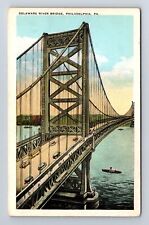 Philadelphia PA-Pennsylvania, Delaware River Bridge, Antique, Vintage Postcard picture