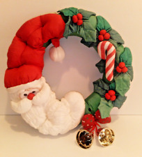 Vintage Puffy Santa Moon in Wreath Christmas Plays Music picture