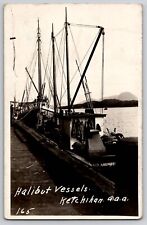 Halibut Vessels Ketchikan AAA Alaska AK RPPC Real Photo Postcard Fishing Ship picture
