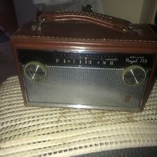 Vintage Zenith Deluxe Royal 755 AM Transistor Leather Radio Works Well Rare picture