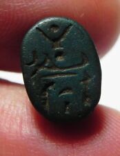 ZURQIEH -ASW137-  Egyptian Green Frit (Egyptian Blue) scarab with hieroglyphics picture