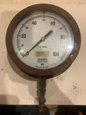 Antique Brass Steam Gauge 0-100 Crosby 1 Lb Subdivision Steampunk Fast Ship 1969 picture