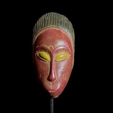 Vintage Hand Carved Wooden Tribal African Art Face Mask African Guro Baule-8618 picture