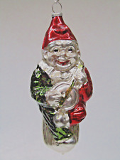 Vintage Blown Glass CLOWN w BANJO on Stump Figurine Christmas Ornament Germany picture