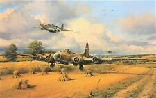 OUT OF FUEL AND SAFELY HOME by Robert Taylor signed by distinguished B-17 crew picture