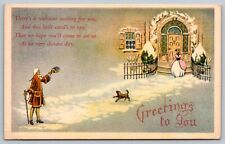 C. 1921 Greetings to You Christmas Holiday Scenery Snow Winter Vintage Postcard picture