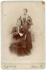 Cabinet Card Dated 1896 Two Beautiful Women. One Sitting With Book Leipsic, OH picture