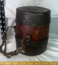 Vintage Djembe African Drum Animal Skin Ends early 1900's Hand Made 8