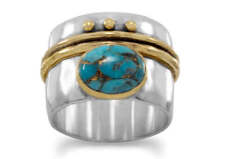 Two Tone Stabilized Turquoise Ring picture