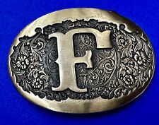 Letter F Initial Monogram Ornate Solid Brass Award Design Medals Belt Buckle picture