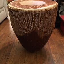 Vintage African Animal Skin Tribal Drum 20” Tall 16” Wide picture