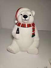 Vintage 1996 Coca Cola Brand Christmas Holiday Polar Bear Cookie Jar picture