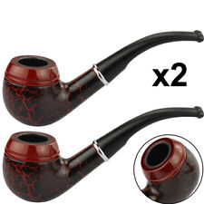 2 Durable Vintage Wood Wooden Type Bent Pipe Smoking Tobacco Cigar Smoking Pipes picture