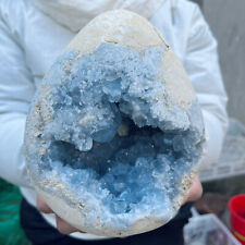 6.4lb Large Natural Blue Celestite Crystal Geode Quartz Cluster Mineral Specime picture