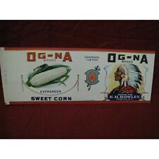 Vintage OG-NA Evergreen Sweet Corn Advertising Paper label picture