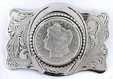 Silver Color Southwest Western 1901 Morgan Silver Dollar Horseshoe Belt Buckle picture