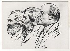 1933 LENIN, KARL MARX & ENGELS Communist ideologues OLD Soviet Russian Postcard picture